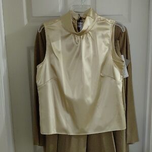 First Issue Gold Sleeveless Blouse Size 12 NWOT